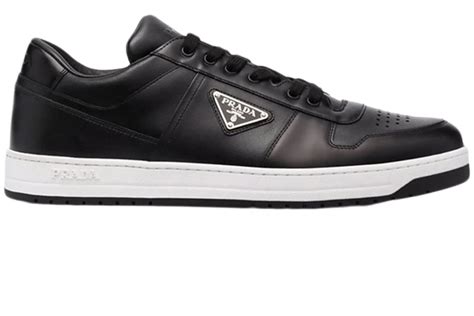 prada logo embossed low top sneakers|Black Downtown Leather Sneakers .